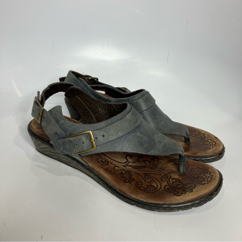 Born Juney‎ ankle strap sandals blue leather casual summer boho womens size 8/39